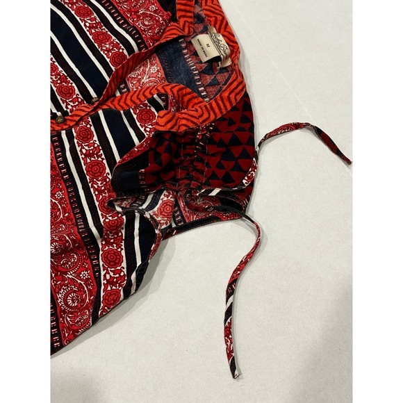 Lucky‎ Brand Red Paisley Print Sleeveless Mini Dress Summer Boho Festival - Picture 3 of 9